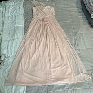 David's Bridal One-Shoulder Blush Dress